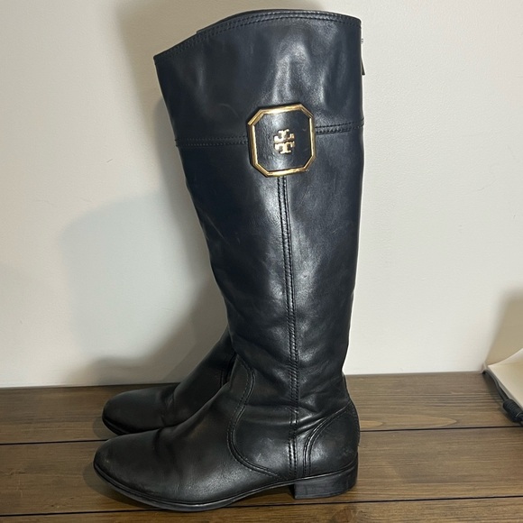 Tory Burch black leather Lawrie riding boots size 8M - Picture 4 of 14